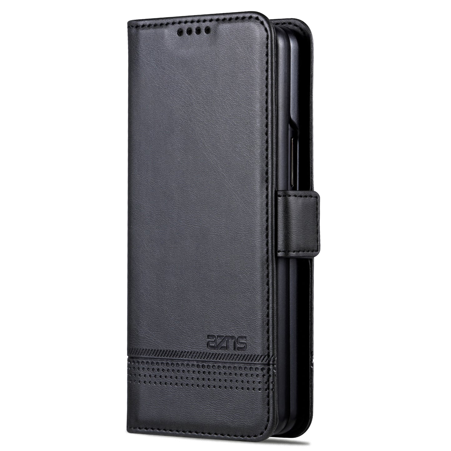 AZNS For Samsung Galaxy Z Fold6 5G Case Wallet PU Leather+PC Phone Cover - Black