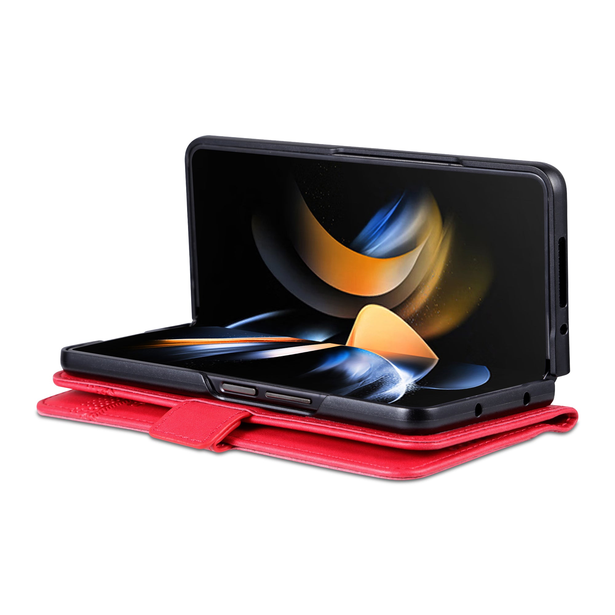 AZNS For Samsung Galaxy Z Fold6 5G Case Wallet PU Leather+PC Phone Cover - Red