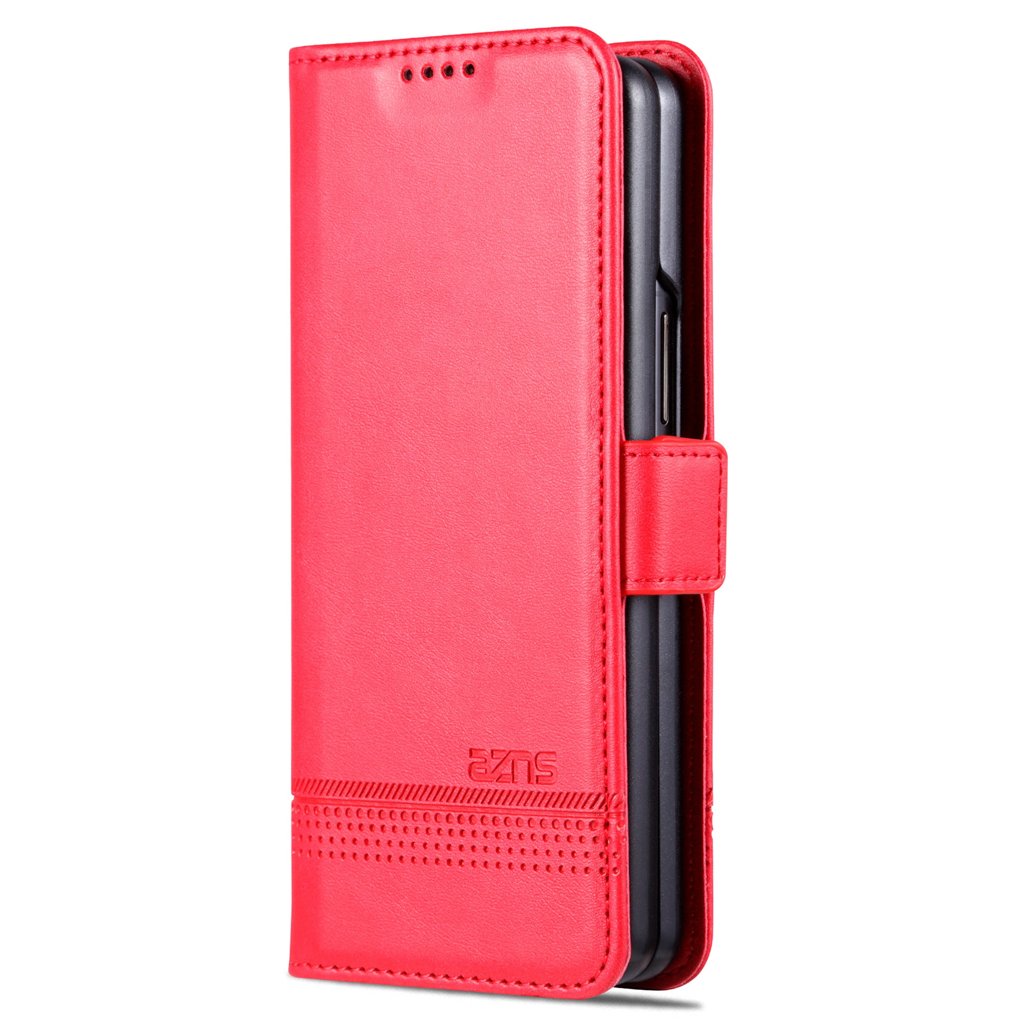 AZNS For Samsung Galaxy Z Fold6 5G Case Wallet PU Leather+PC Phone Cover - Red