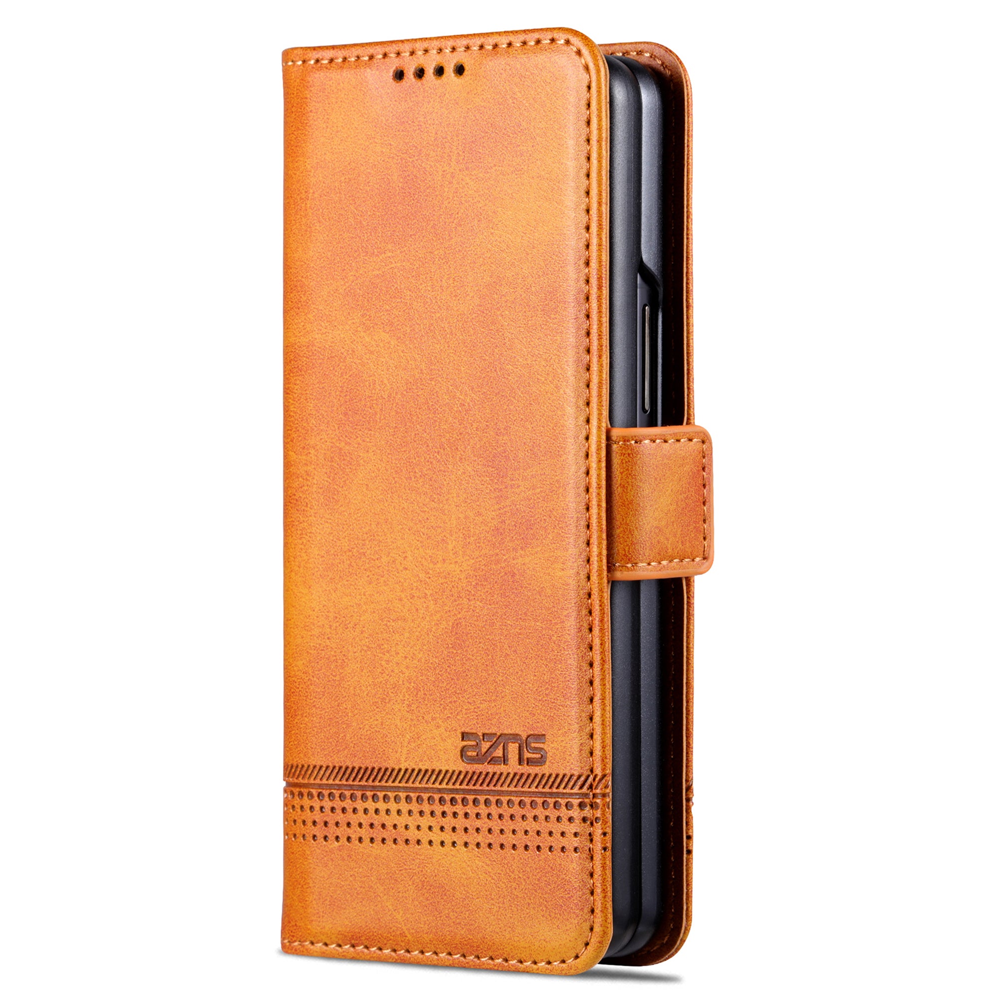 AZNS For Samsung Galaxy Z Fold6 5G Case Wallet PU Leather+PC Phone Cover - Brown