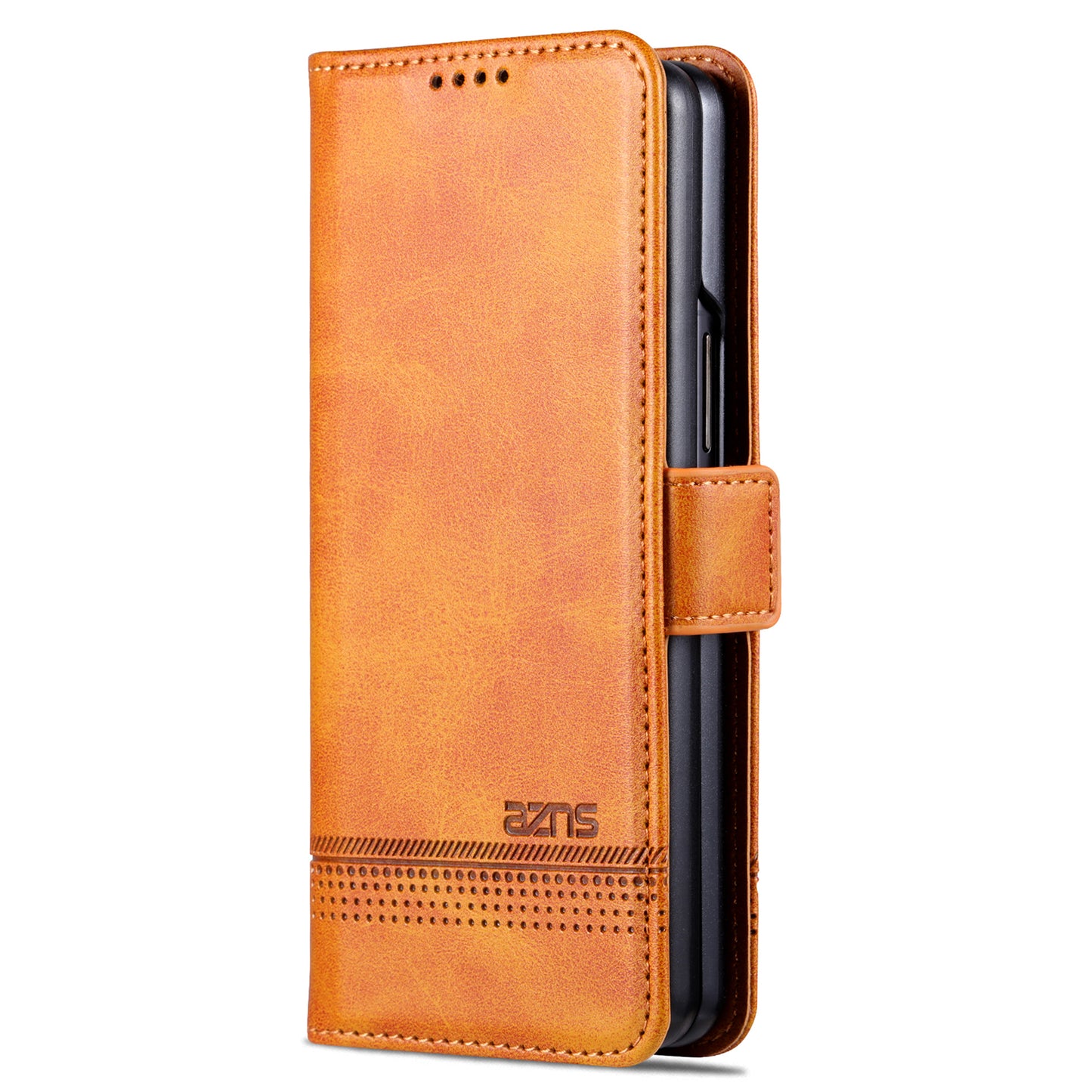 AZNS For Samsung Galaxy Z Fold6 5G Case Wallet PU Leather+PC Phone Cover - Brown