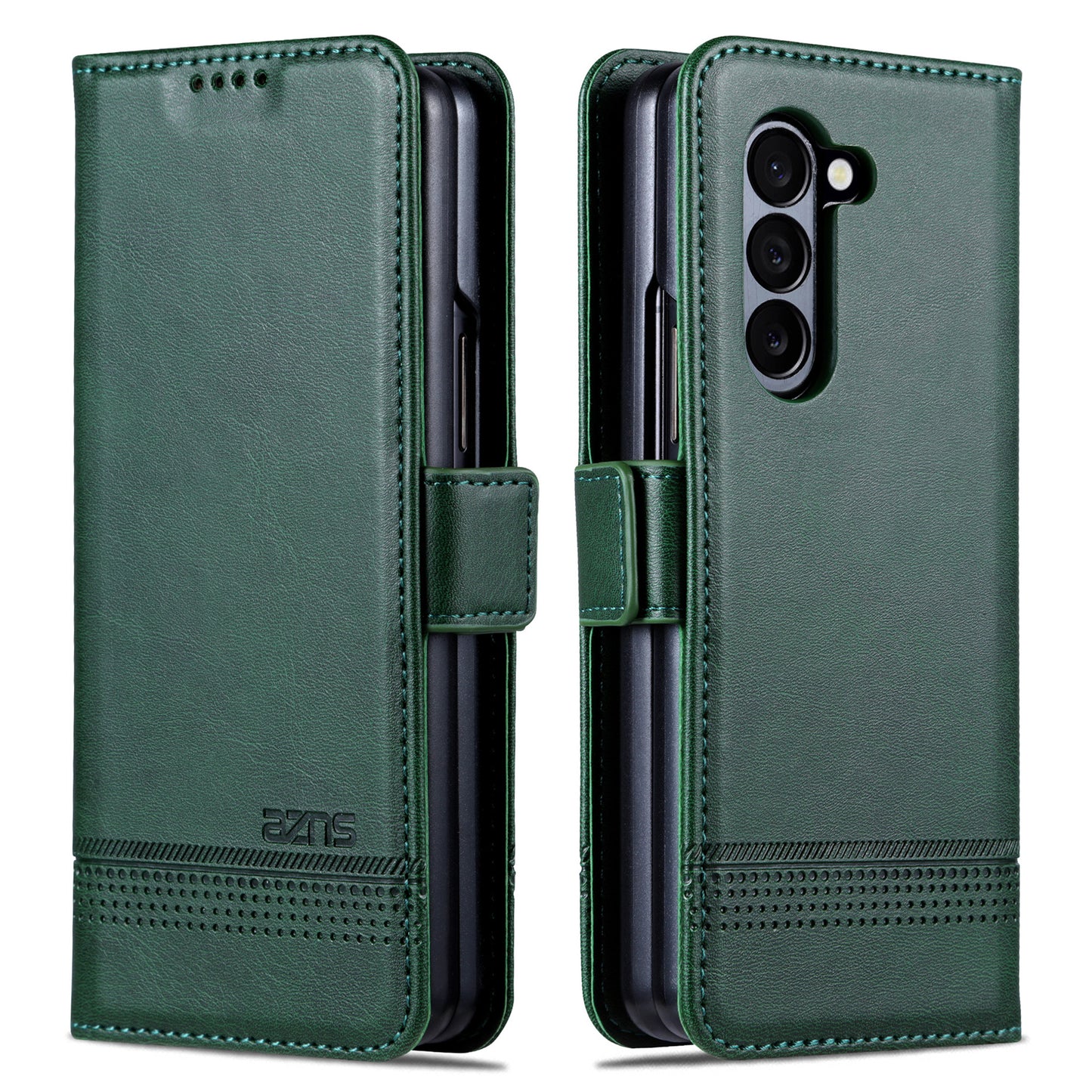 AZNS For Samsung Galaxy Z Fold6 5G Case Wallet PU Leather+PC Phone Cover - Green
