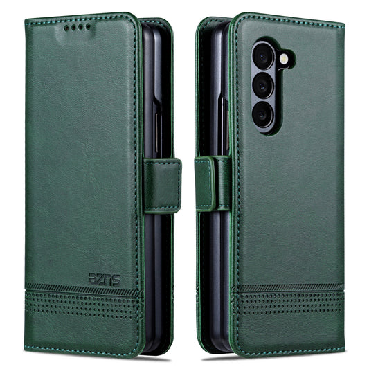 AZNS For Samsung Galaxy Z Fold6 5G Case Wallet PU Leather+PC Phone Cover - Green