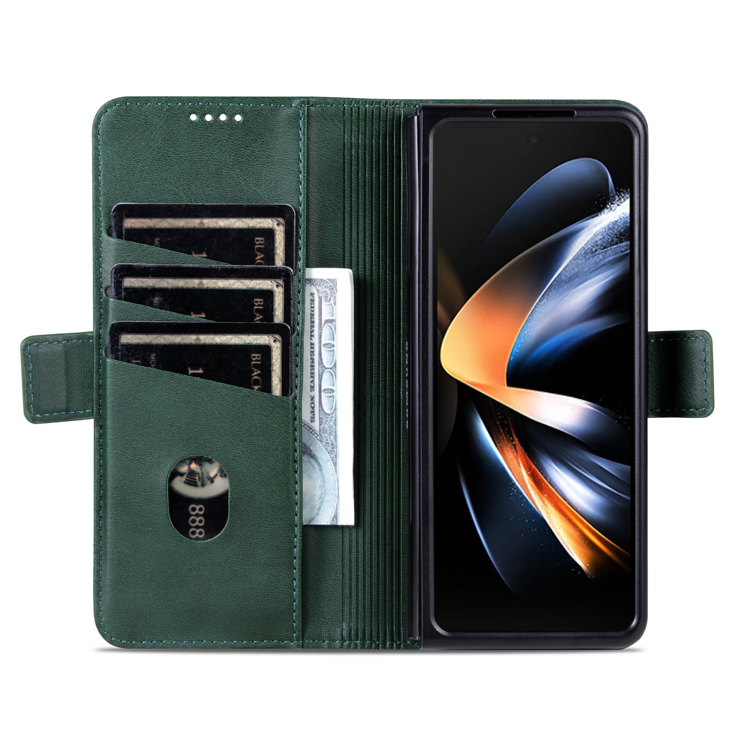 AZNS For Samsung Galaxy Z Fold6 5G Case Wallet PU Leather+PC Phone Cover - Green