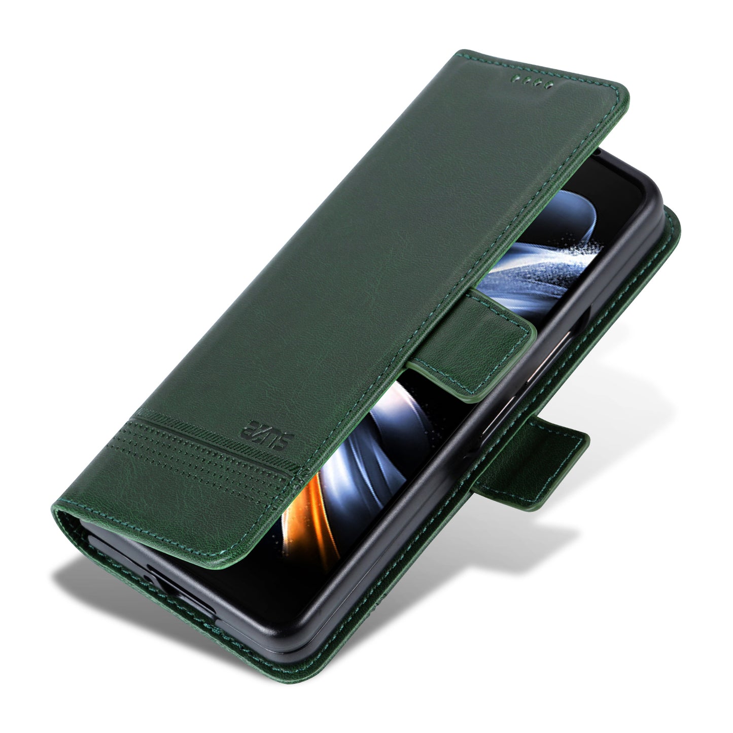 AZNS For Samsung Galaxy Z Fold6 5G Case Wallet PU Leather+PC Phone Cover - Green