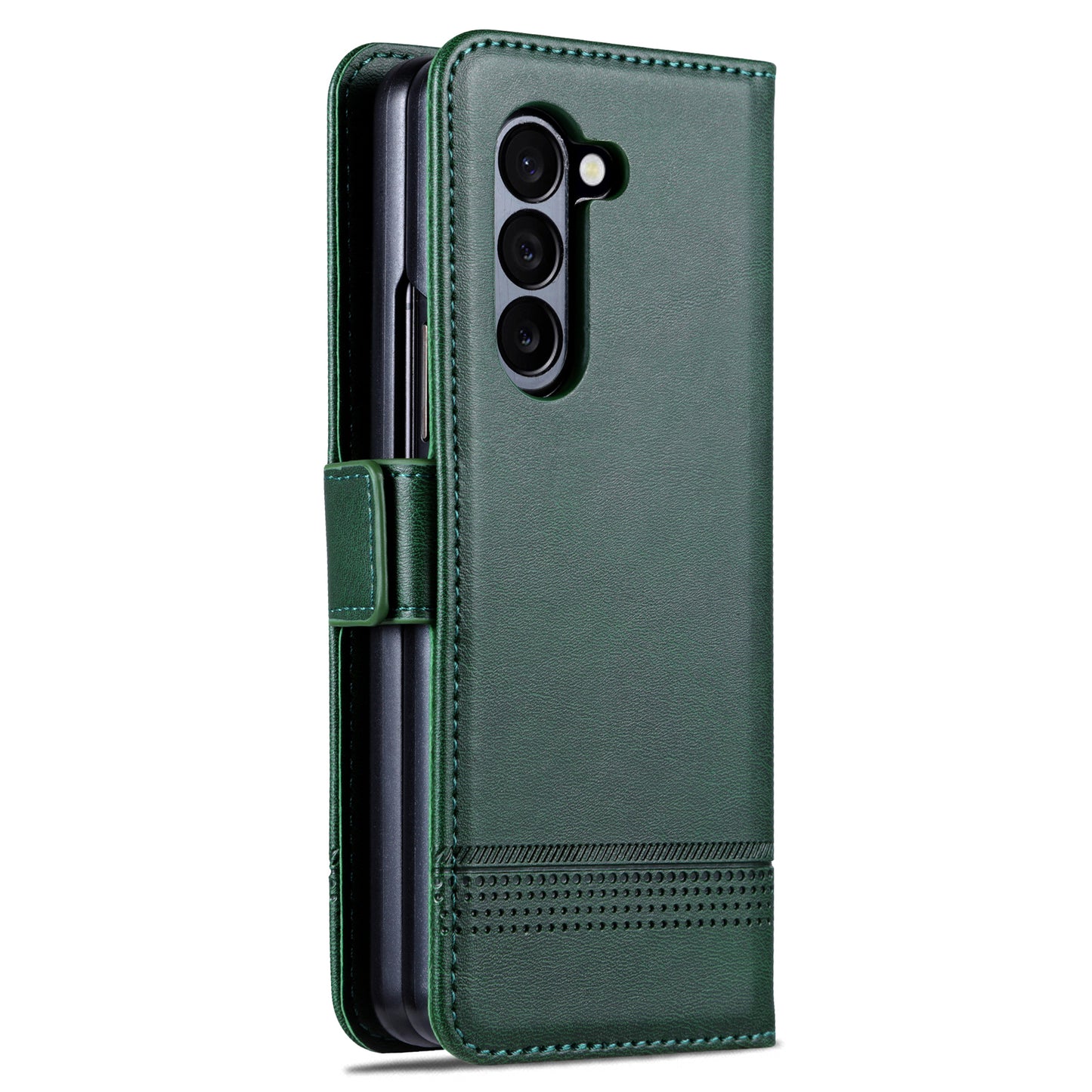 AZNS For Samsung Galaxy Z Fold6 5G Case Wallet PU Leather+PC Phone Cover - Green