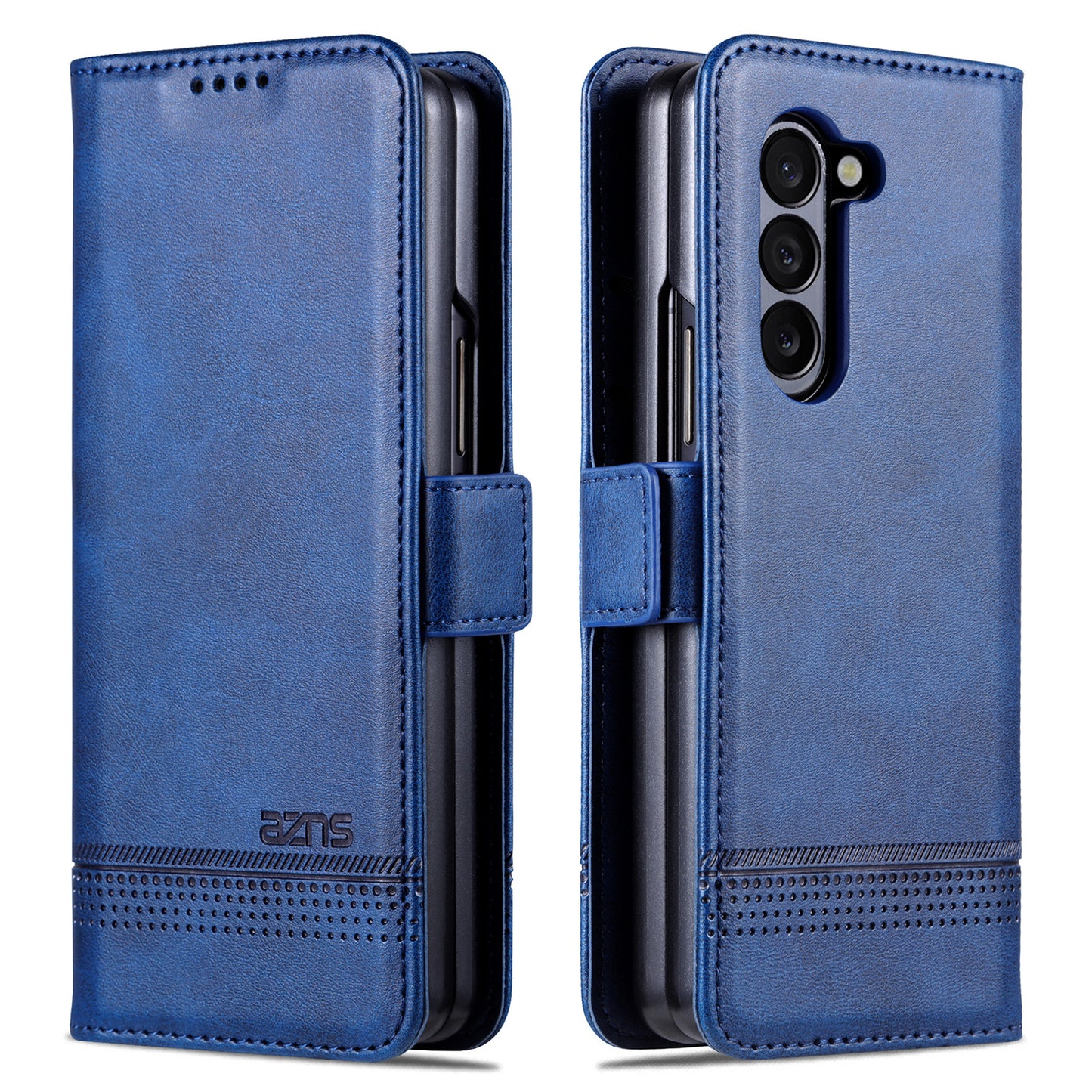 AZNS For Samsung Galaxy Z Fold6 5G Case Wallet PU Leather+PC Phone Cover - Blue
