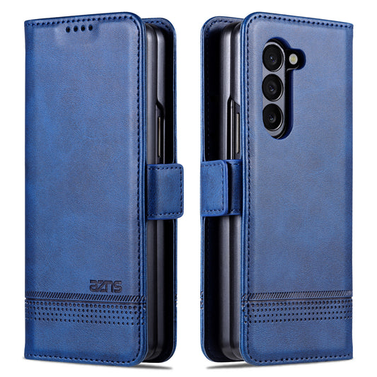 AZNS For Samsung Galaxy Z Fold6 5G Case Wallet PU Leather+PC Phone Cover - Blue