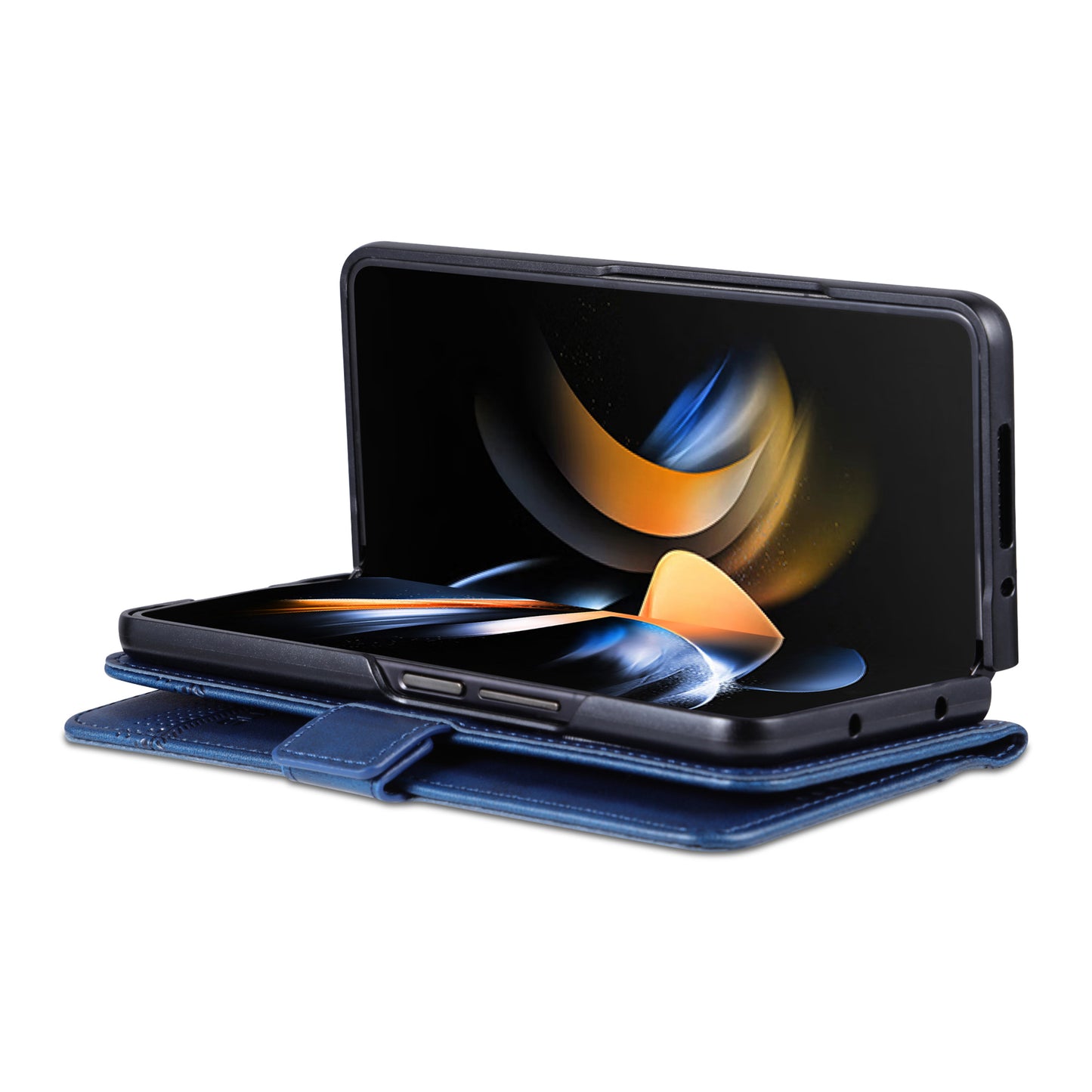 AZNS For Samsung Galaxy Z Fold6 5G Case Wallet PU Leather+PC Phone Cover - Blue