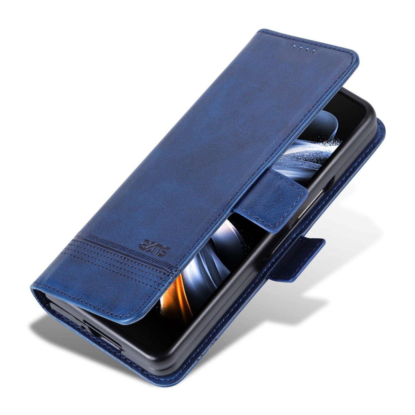 AZNS For Samsung Galaxy Z Fold6 5G Case Wallet PU Leather+PC Phone Cover - Blue