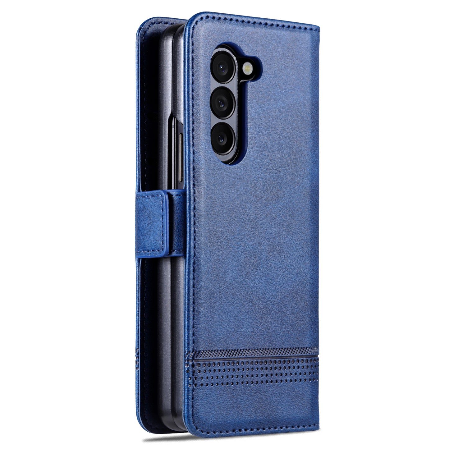 AZNS For Samsung Galaxy Z Fold6 5G Case Wallet PU Leather+PC Phone Cover - Blue