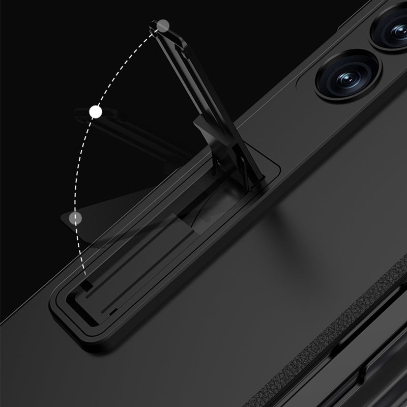 GKK For Samsung Galaxy Z Fold6 5G Case Hard PC Phone Cover with Privacy Tempered Glass Film Magnetic Hinge - Midnight Green