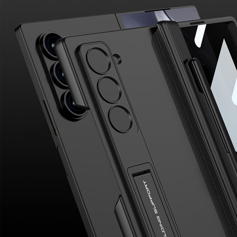 GKK For Samsung Galaxy Z Fold6 5G Case Hard PC Phone Cover with Privacy Tempered Glass Film Magnetic Hinge - Midnight Green