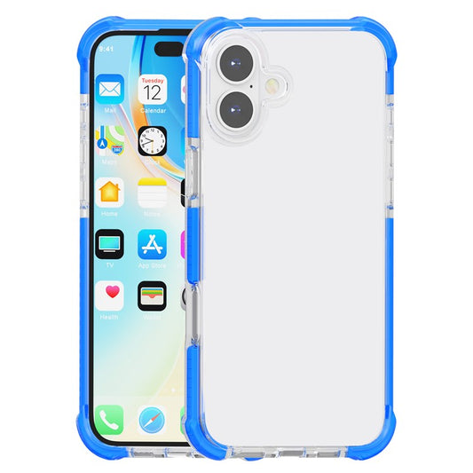 For iPhone 16 Plus Clear Mobile Phone Case TPU+TPE+PC Phone Cover - Transparent Blue