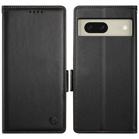 DF-010 For Google Pixel 8 Case Side Clasps PU Leather Full Protection Phone Cover - Black