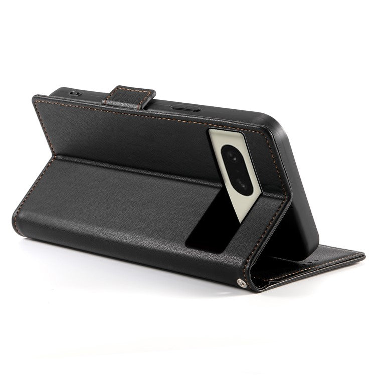 DF-010 For Google Pixel 8 Case Side Clasps PU Leather Full Protection Phone Cover - Black