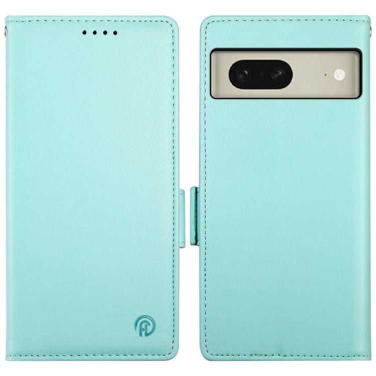 DF-010 For Google Pixel 8 Case Side Clasps PU Leather Full Protection Phone Cover - Mint Green