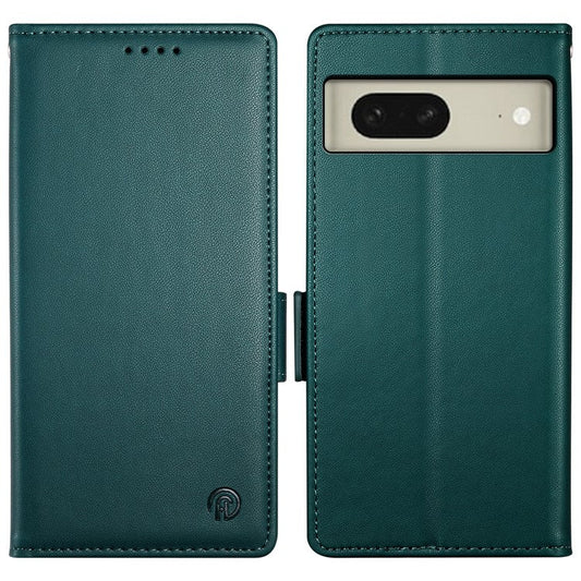 DF-010 For Google Pixel 8 Case Side Clasps PU Leather Full Protection Phone Cover - Blackish Green