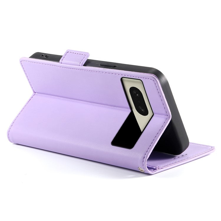 DF-010 For Google Pixel 8 Case Side Clasps PU Leather Full Protection Phone Cover - Purple