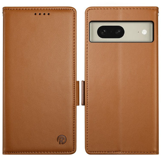 DF-010 For Google Pixel 8 Case Side Clasps PU Leather Full Protection Phone Cover - Brown