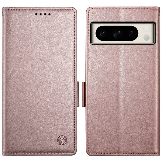 DF-010 For Google Pixel 8 Pro Mobile Phone Case Side Magnetic Clasps Leather Stand Phone Cover - Rose Gold