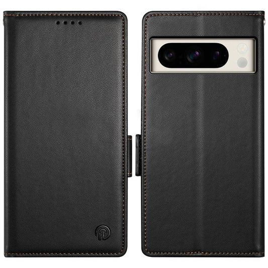 DF-010 For Google Pixel 8 Pro Mobile Phone Case Side Magnetic Clasps Leather Stand Phone Cover - Black