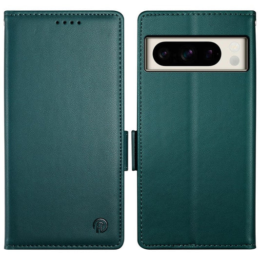 DF-010 For Google Pixel 8 Pro Mobile Phone Case Side Magnetic Clasps Leather Stand Phone Cover - Blackish Green