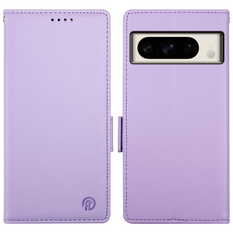DF-010 For Google Pixel 8 Pro Mobile Phone Case Side Magnetic Clasps Leather Stand Phone Cover - Purple