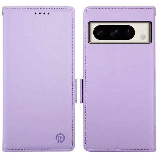 DF-010 For Google Pixel 8 Pro Mobile Phone Case Side Magnetic Clasps Leather Stand Phone Cover - Purple
