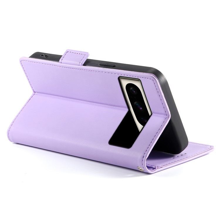 DF-010 For Google Pixel 8 Pro Mobile Phone Case Side Magnetic Clasps Leather Stand Phone Cover - Purple