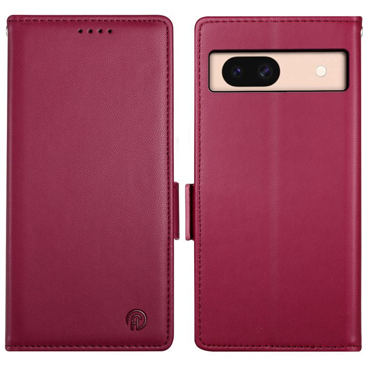 DF-010 For Google Pixel 8a Case PU Leather Wallet Stand Phone Cover - Wine Red