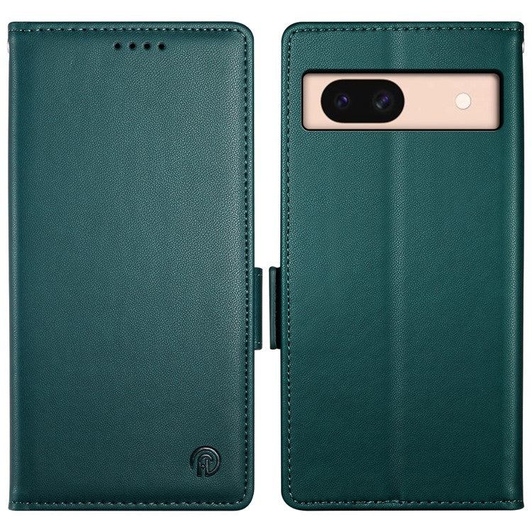 DF-010 For Google Pixel 8a Case PU Leather Wallet Stand Phone Cover - Blackish Green