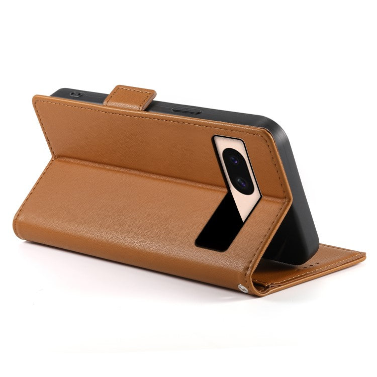 DF-010 For Google Pixel 8a Case PU Leather Wallet Stand Phone Cover - Brown