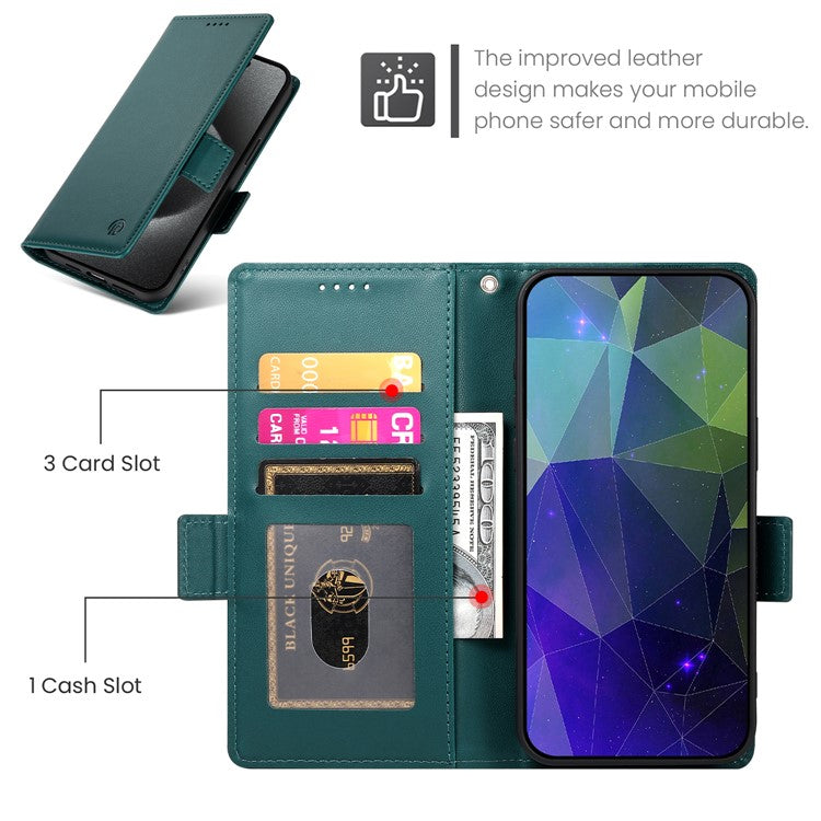 DF-010 For Google Pixel 9 / 9 Pro Case Side Magnetic Clasps Leather Stand Phone Cover - Blackish Green