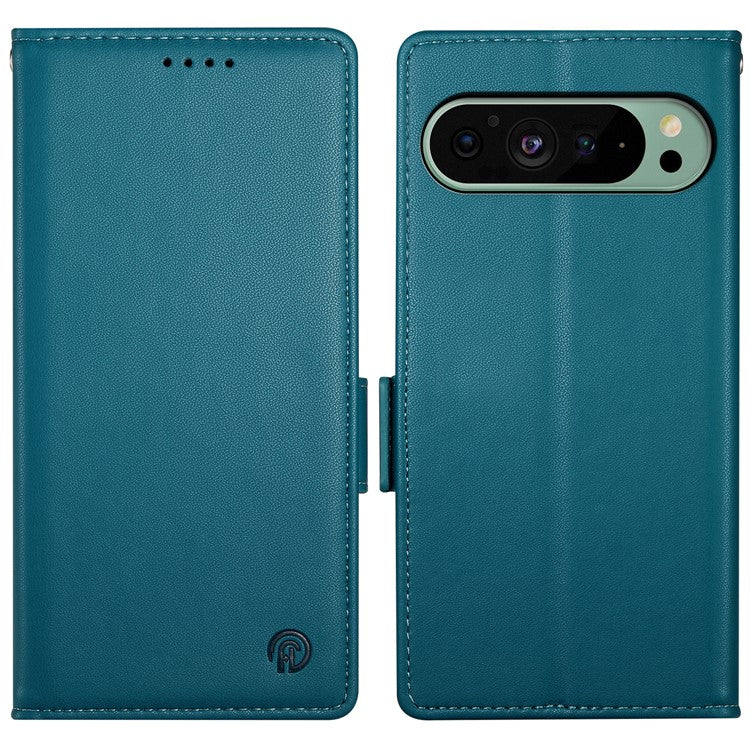 DF-010 For Google Pixel 9 / 9 Pro Case Side Magnetic Clasps Leather Stand Phone Cover - Blue