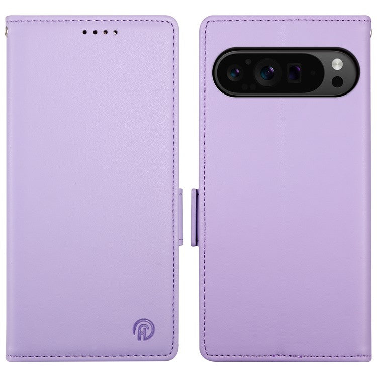 DF-010 For Google Pixel 9 Pro XL Case PU Leather Wallet Stand Phone Cover - Purple
