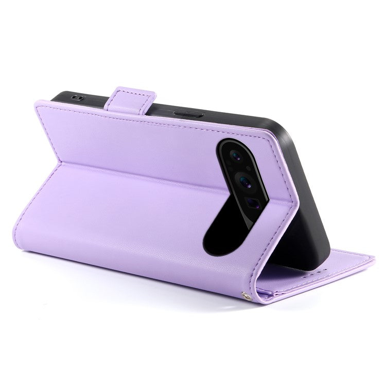 DF-010 For Google Pixel 9 Pro XL Case PU Leather Wallet Stand Phone Cover - Purple