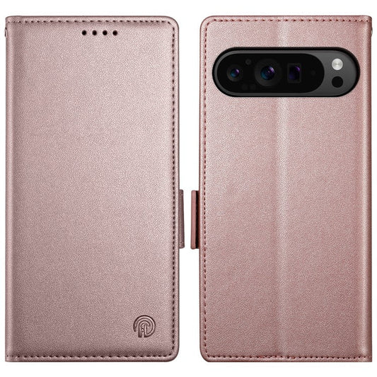 DF-010 For Google Pixel 9 Pro XL Case PU Leather Wallet Stand Phone Cover - Rose Gold