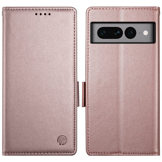 DF-010 For Google Pixel 7 Pro 5G Case Wallet Leather Phone Cover Flip Stand View Magnetic Protect - Rose Gold