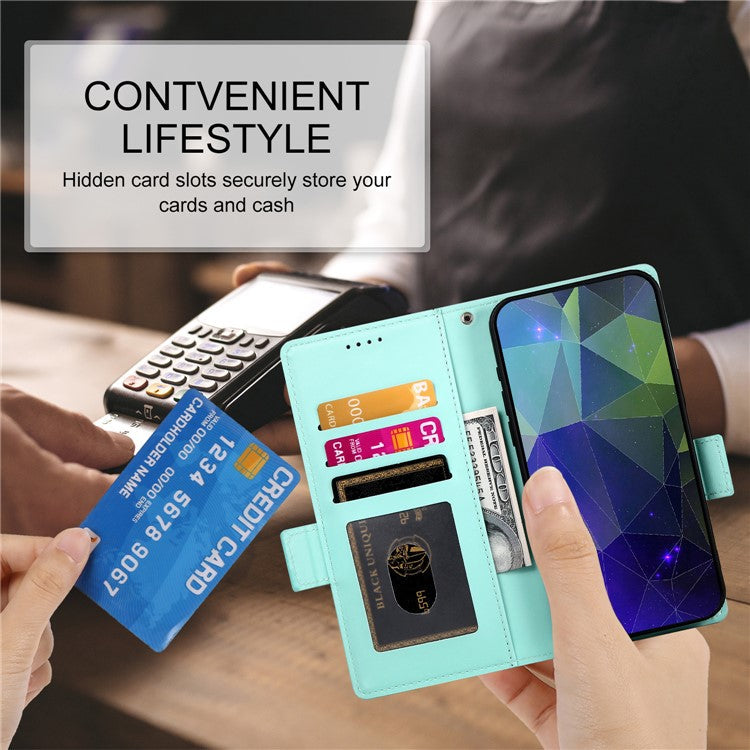 DF-010 For Google Pixel 7 Pro 5G Case Wallet Leather Phone Cover Flip Stand View Magnetic Protect - Mint Green