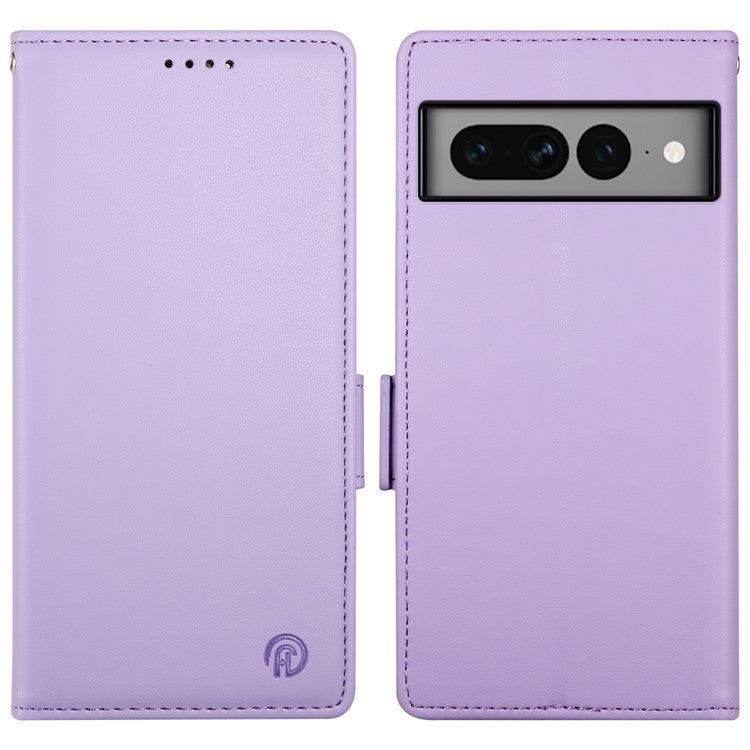 DF-010 For Google Pixel 7 Pro 5G Case Wallet Leather Phone Cover Flip Stand View Magnetic Protect - Purple