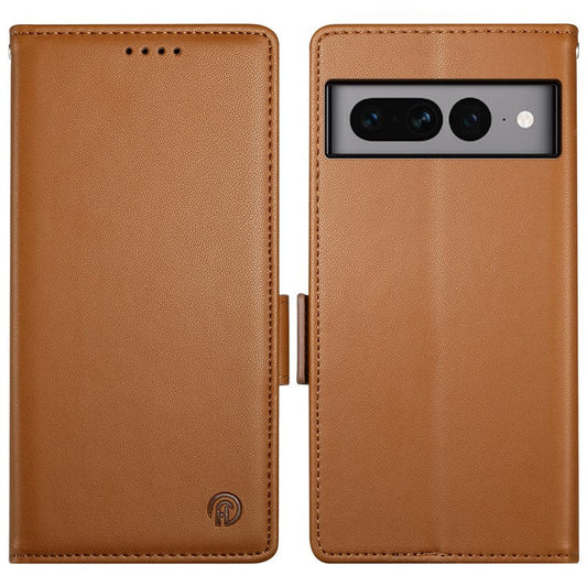DF-010 For Google Pixel 7 Pro 5G Case Wallet Leather Phone Cover Flip Stand View Magnetic Protect - Brown