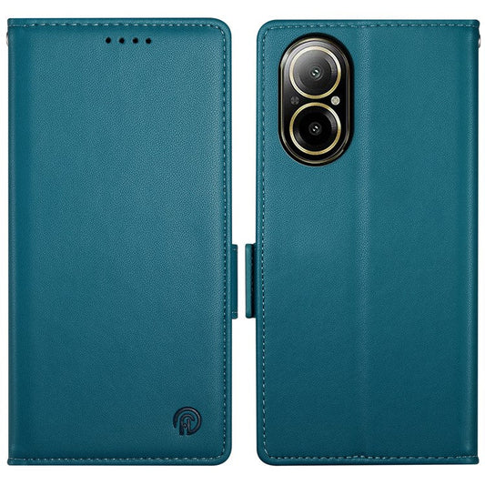 DF-010 For Realme C67 4G Case Leather Wallet Phone Cover with Magnetic Clasps - Blue
