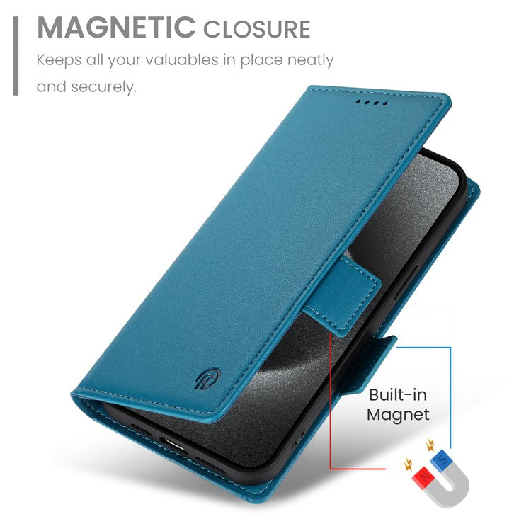DF-010 For Realme C67 4G Case Leather Wallet Phone Cover with Magnetic Clasps - Blue