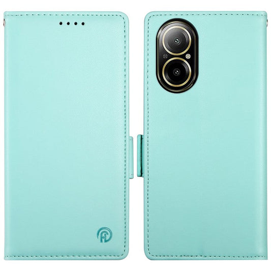 DF-010 For Realme C67 4G Case Leather Wallet Phone Cover with Magnetic Clasps - Mint Green