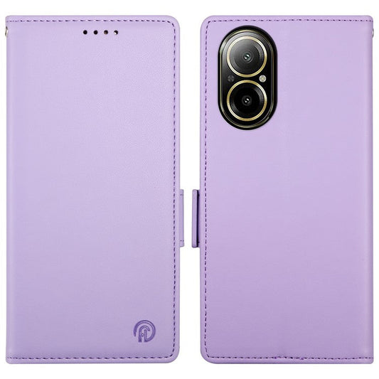 DF-010 For Realme C67 4G Case Leather Wallet Phone Cover with Magnetic Clasps - Purple