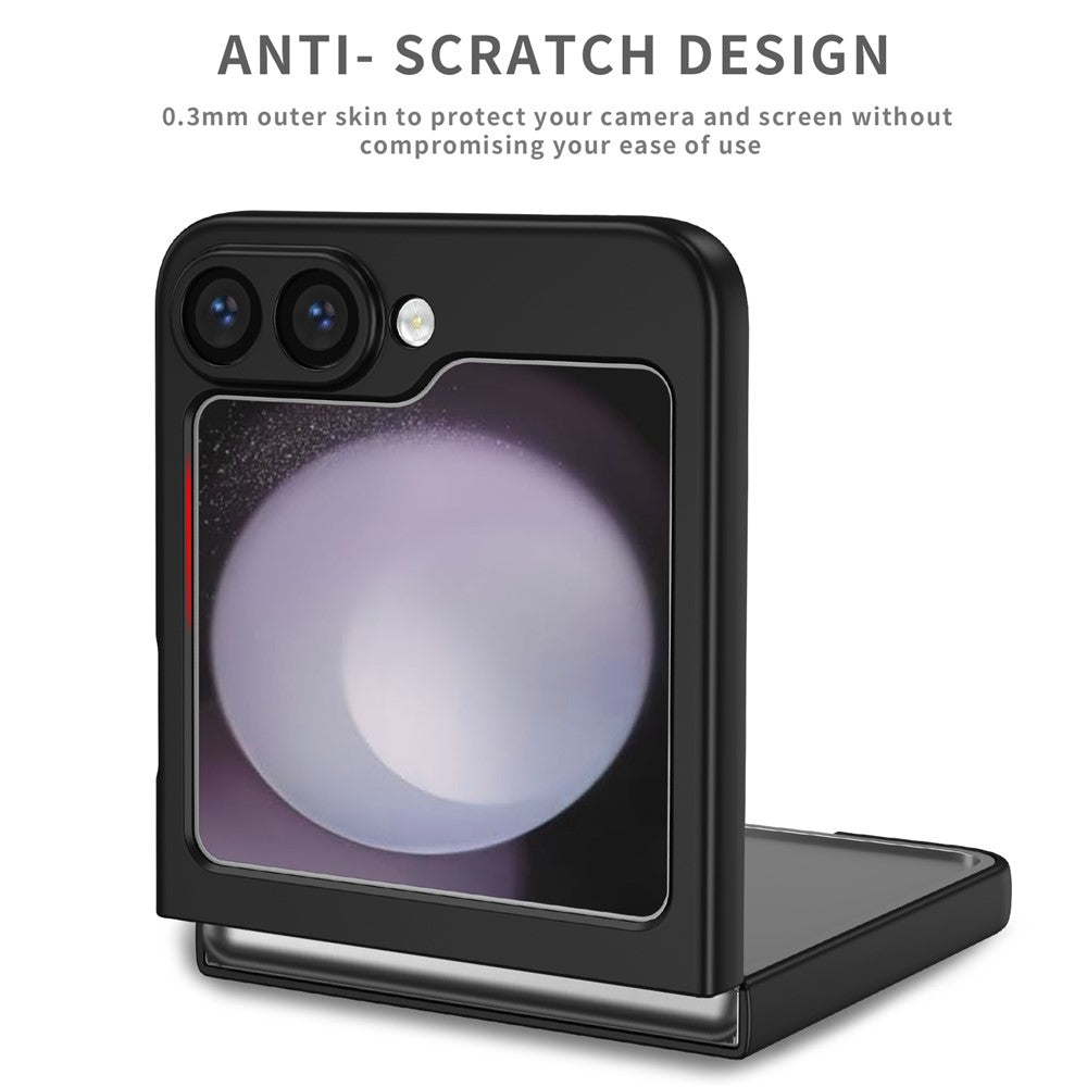 For Samsung Galaxy Z Flip7 FE 5G / Z Flip6 5G Case Rotatable Ring Kickstand Hard PC Phone Cover - Black