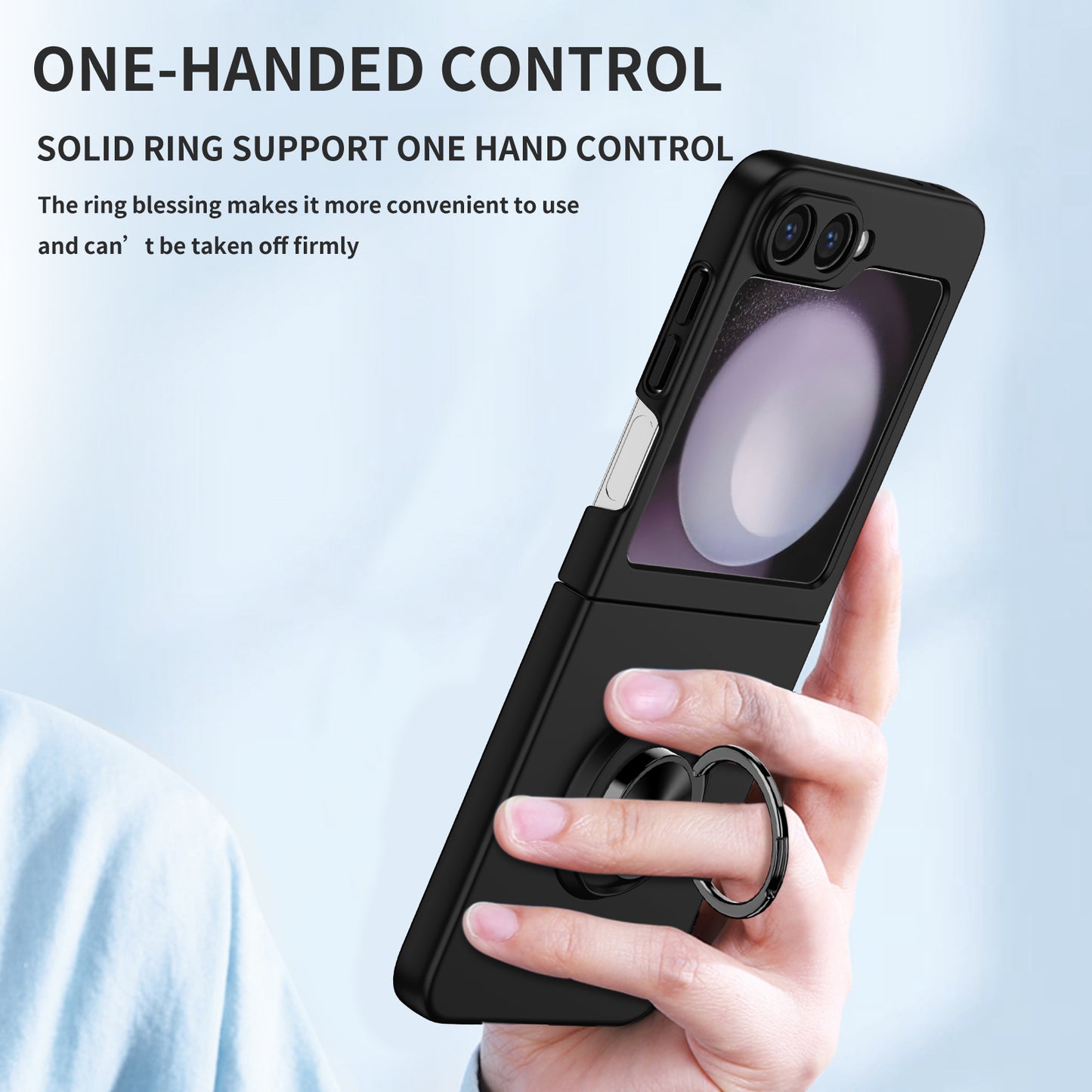 For Samsung Galaxy Z Flip6 5G Case Rotatable Ring Kickstand Hard PC Phone Cover - Black
