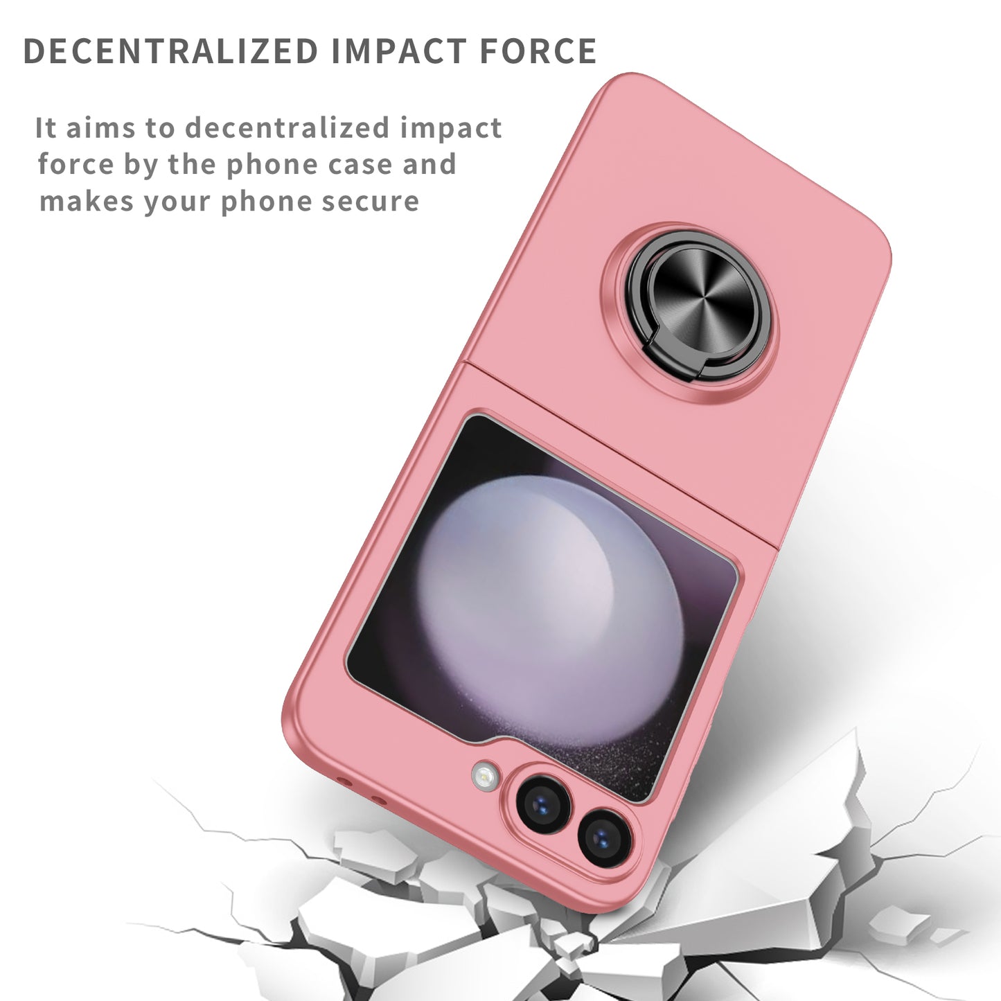 For Samsung Galaxy Z Flip6 5G Case Rotatable Ring Kickstand Hard PC Phone Cover - Pink
