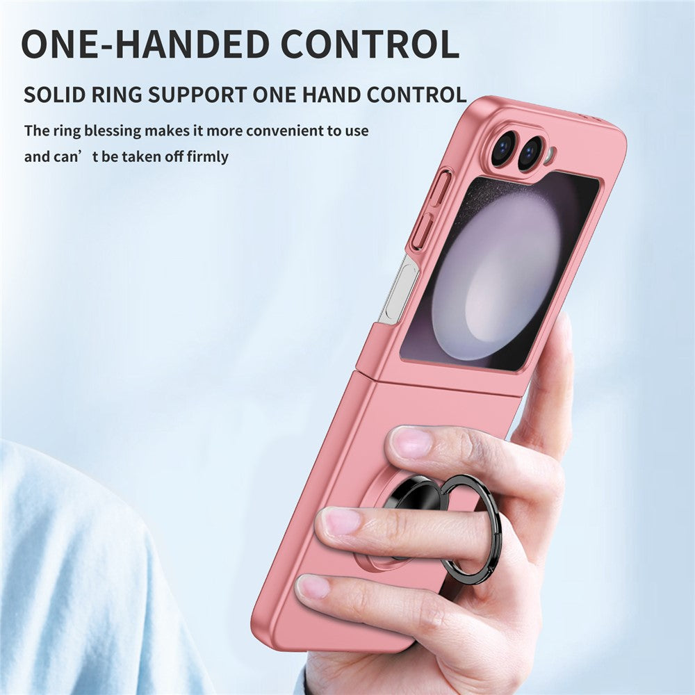 For Samsung Galaxy Z Flip7 FE 5G / Z Flip6 5G Case Rotatable Ring Kickstand Hard PC Phone Cover - Pink